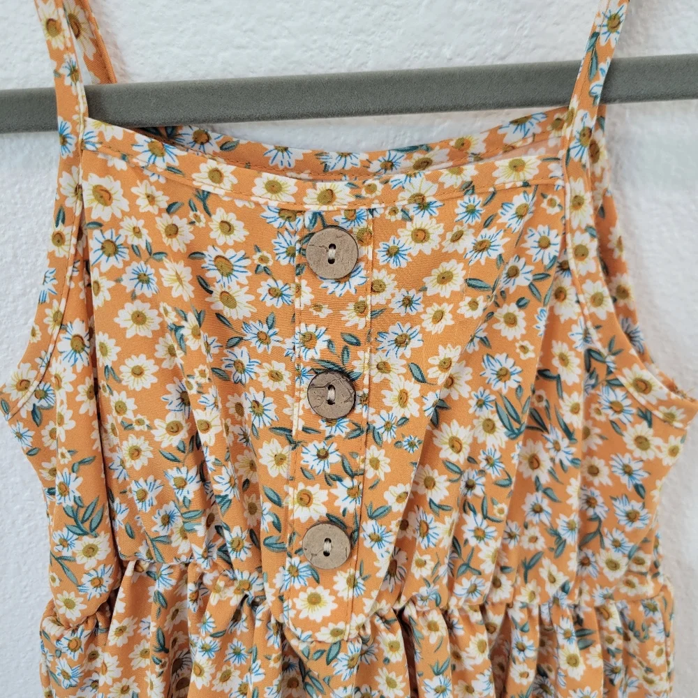 Shein Girls Yellow Daisy Floral Midi Sundress Size‎ 4